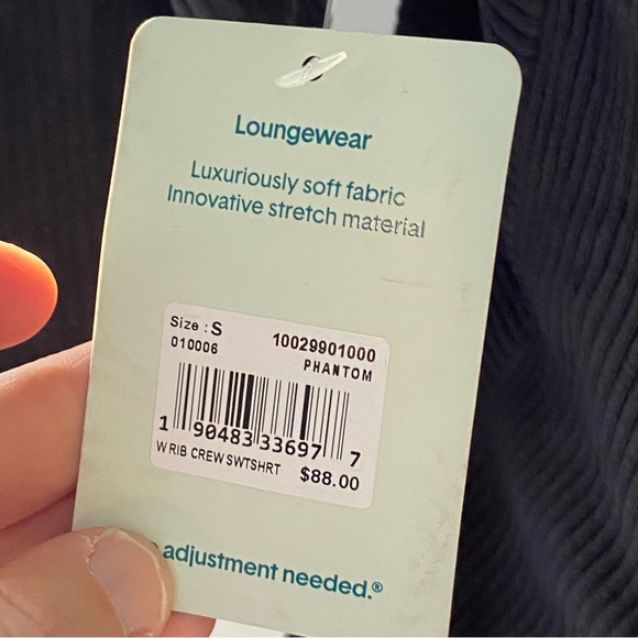 Tommy John Zen Ribbed long sleeve crew w/ pockets in phantom/faded black small - Picture 5 of 7